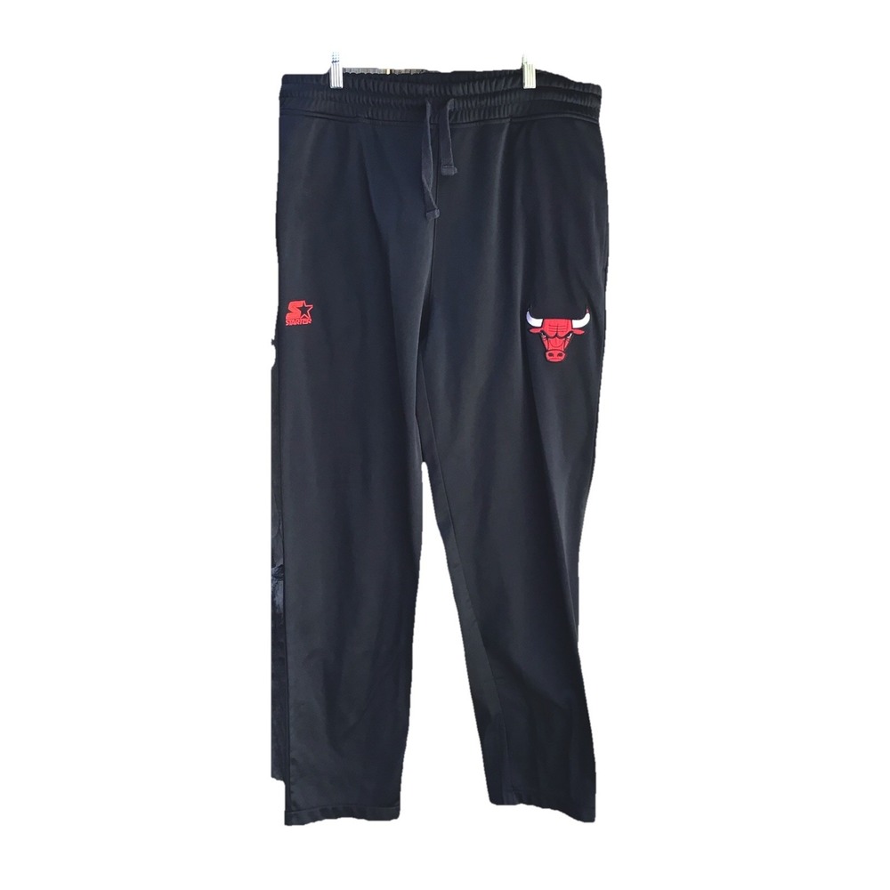 Vintage Starter Chicago Bulls NBA Black Performance Track Pants Men's XL Joggers